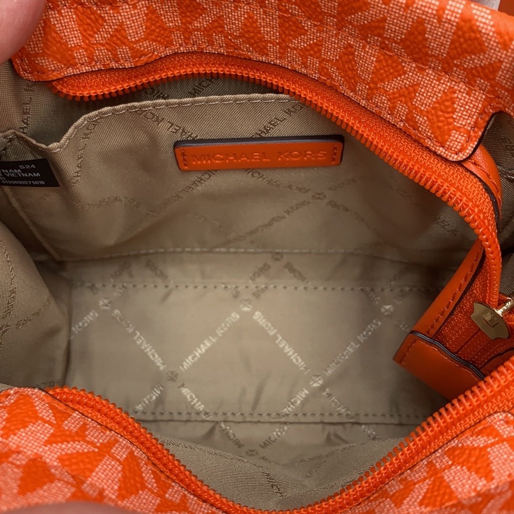 Michael Kors Mirella Extra-Small Ombré Logo Crossbody XBODY ShopperBag Poppy NWT - Picture 13 of 15